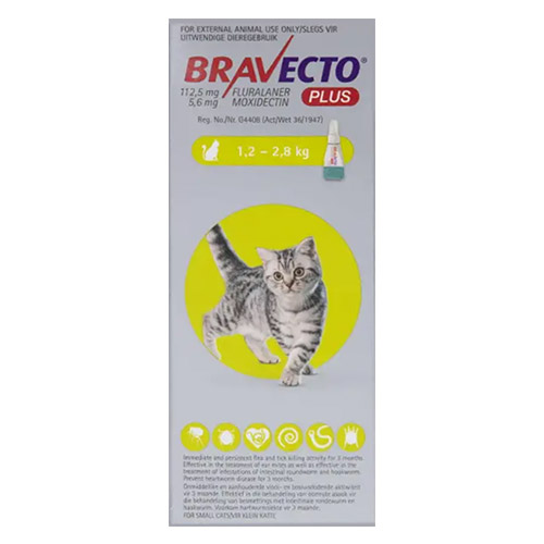 Bravecto Plus for Small Cats (1.2 to 2.8 Kg)