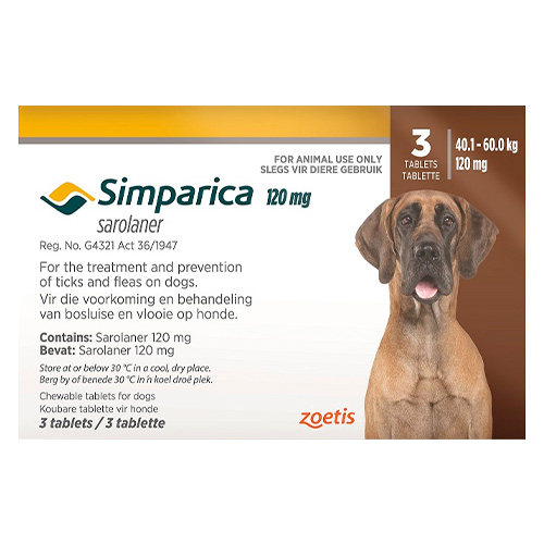 Simparica 120mg for XLarge Dogs 40.1-60kg (DARK BROWN)