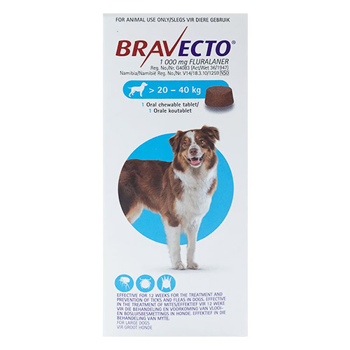 Bravecto for Large Dogs 20-40Kg (Blue)