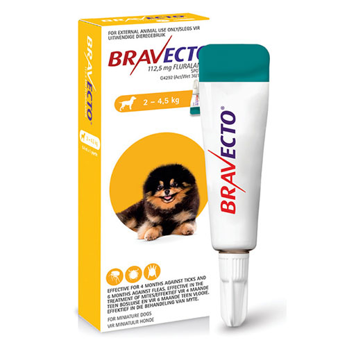 Bravecto Spot On for X-Small Dogs (2 - 4.5 kg) Yellow