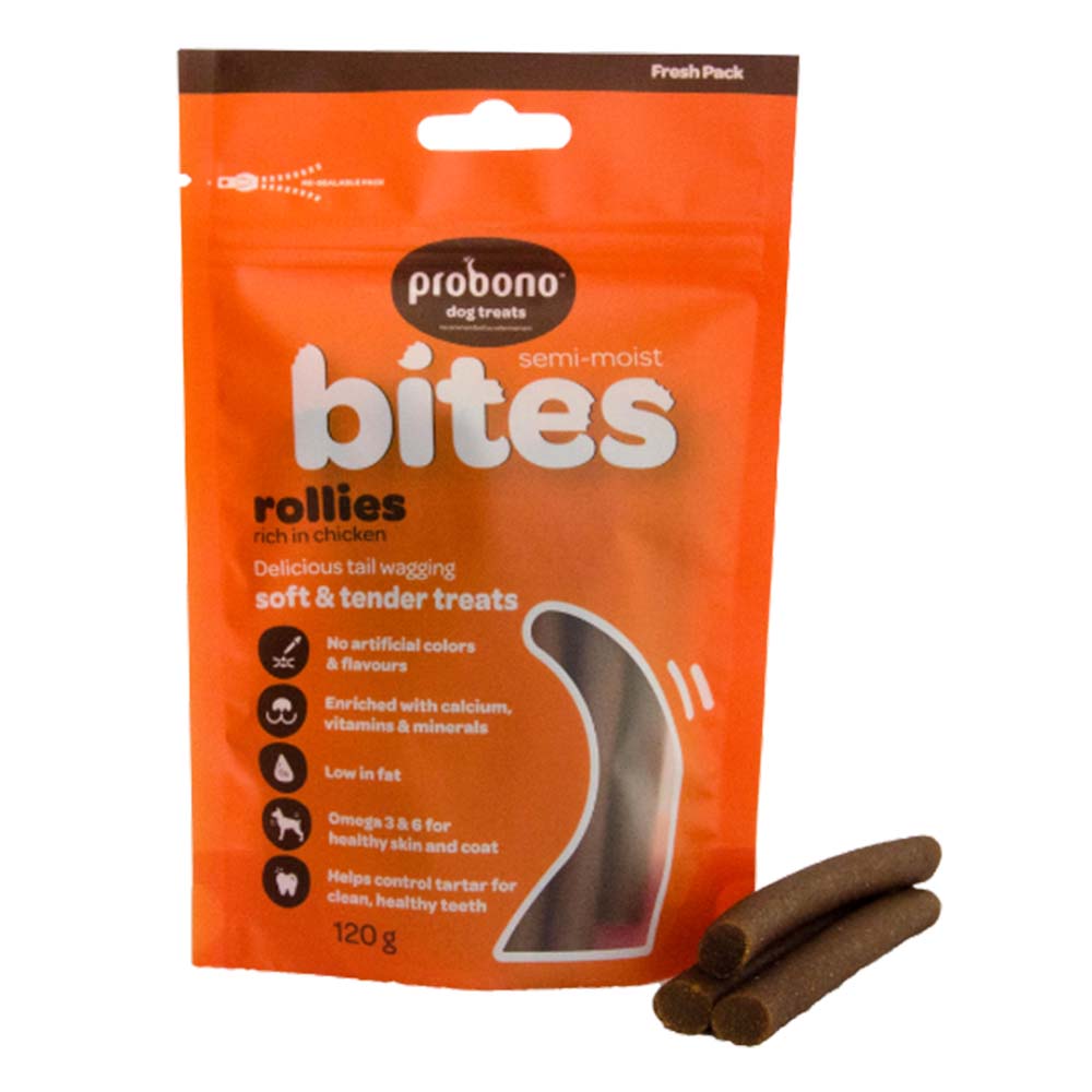 Probono Semi - Moist Chicken Rollies Bites for Dog 