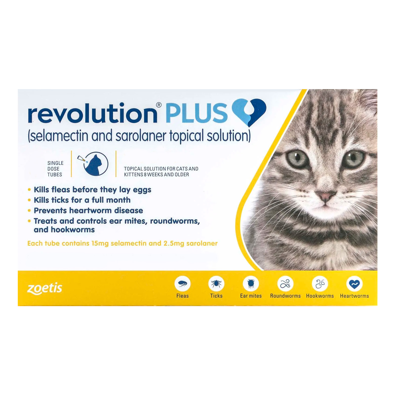 Revolution Plus Cat Tick, Flea and Worm Spot-On Treatment up to 2.5kg