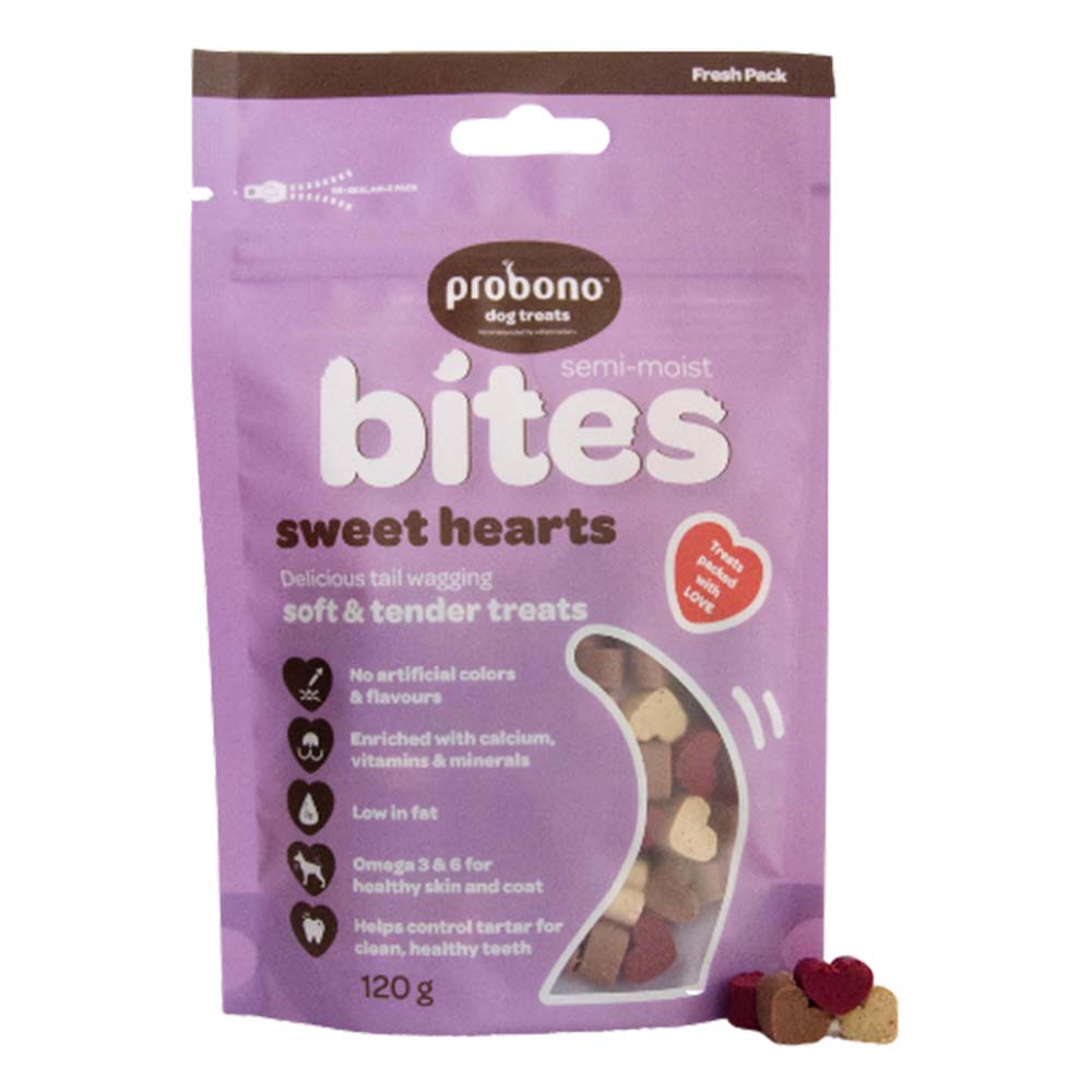 Probono Semi - Moist Sweet Hearts Bites for Dog